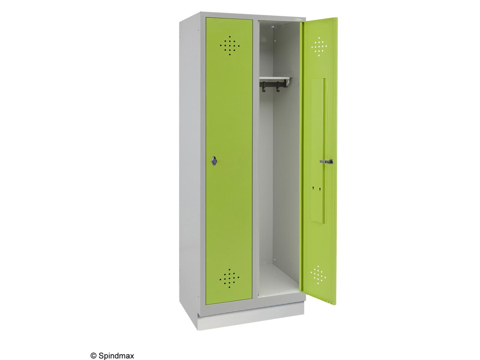 Spind Grüne Linie mit Sockel - 2 Abteilen 400mm Abteilbreite