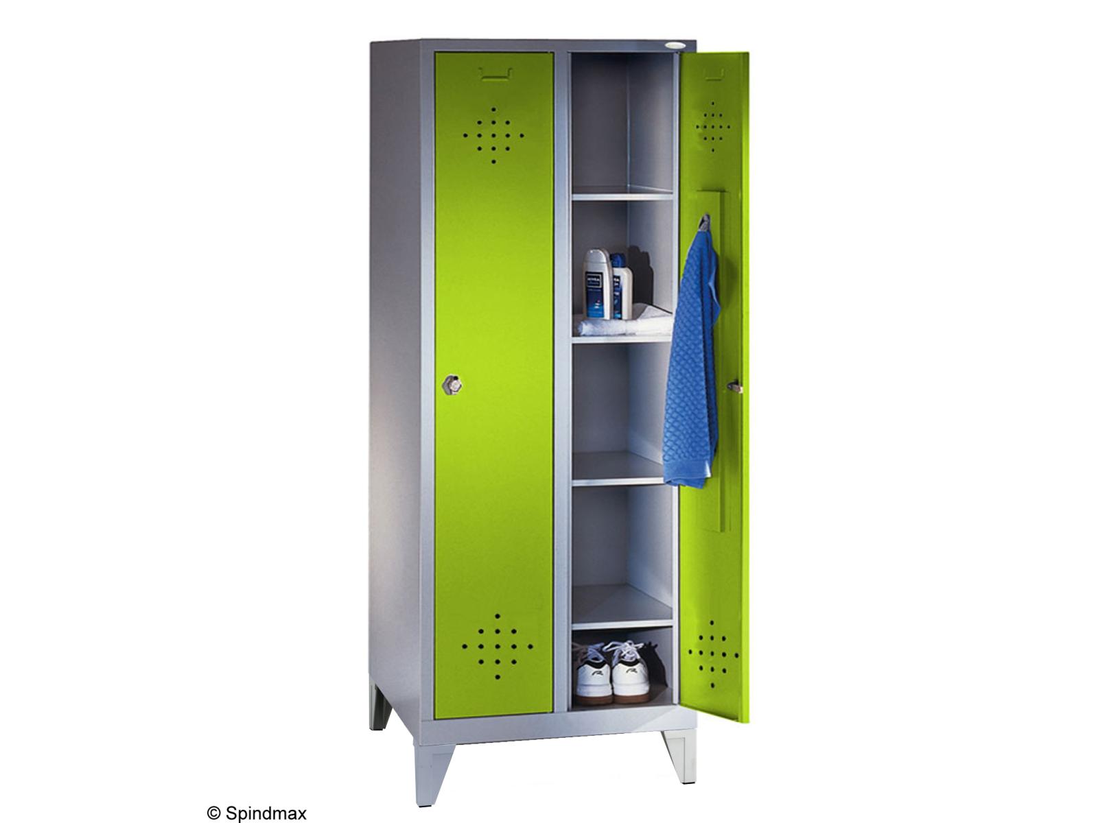 Spind Grüne Linie mit Füßen -Aufbewahrungsschrank -2 Abteile 400mm Abteilbreite