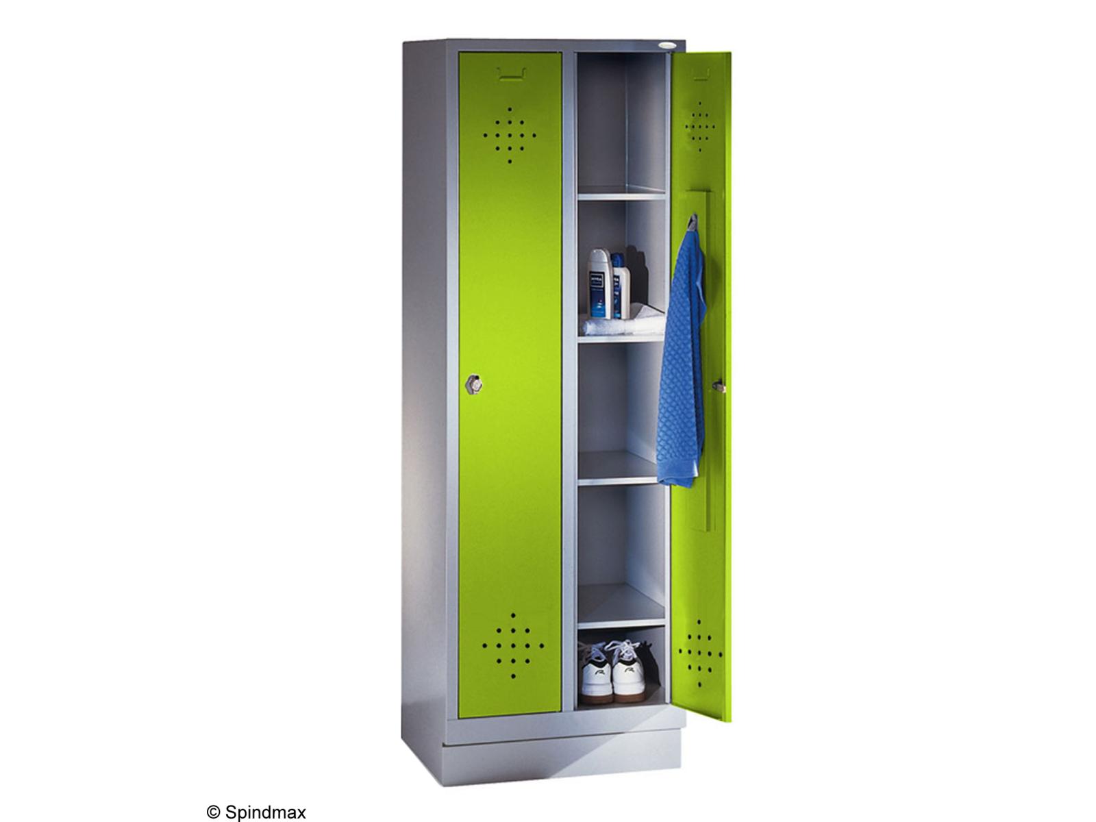 Spind Grüne Linie -Aufbewahrungsschrank mit Sockel -2 Abteile 300mm Abteilbreite