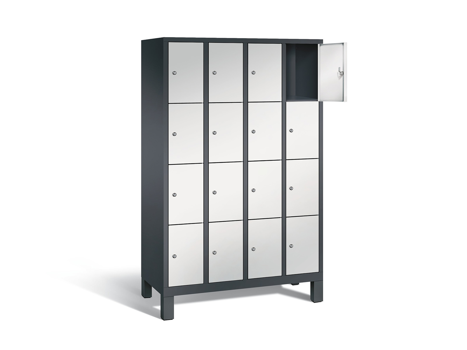 Schließfachschrank F3000 Evolo vier Fächer übereinander - 4 Abteile 300mm Abteilbreite