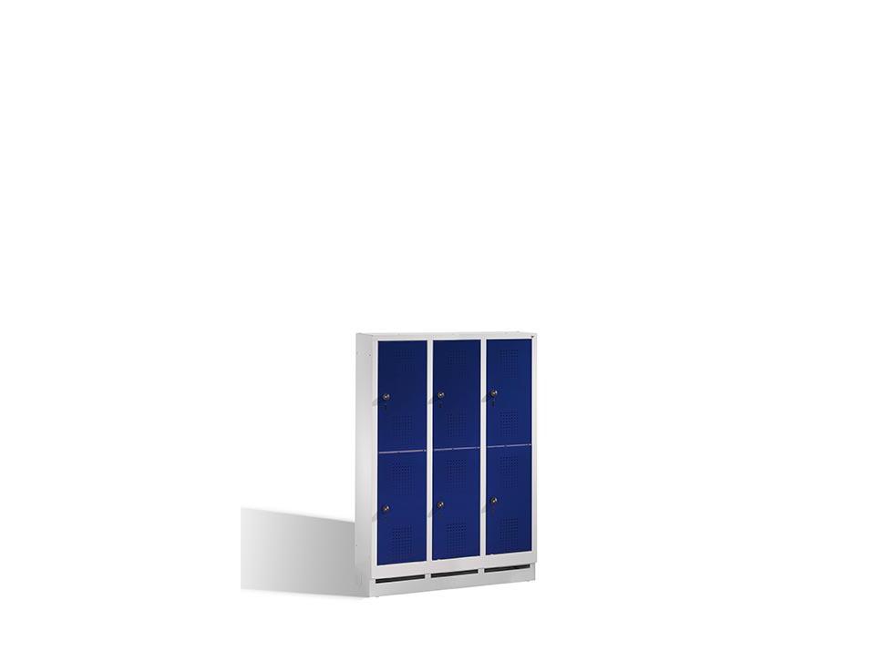 Spind Ben - Garderobenschrank für Kindergärten unterteilt - 3 Abteile / 6 Fächer