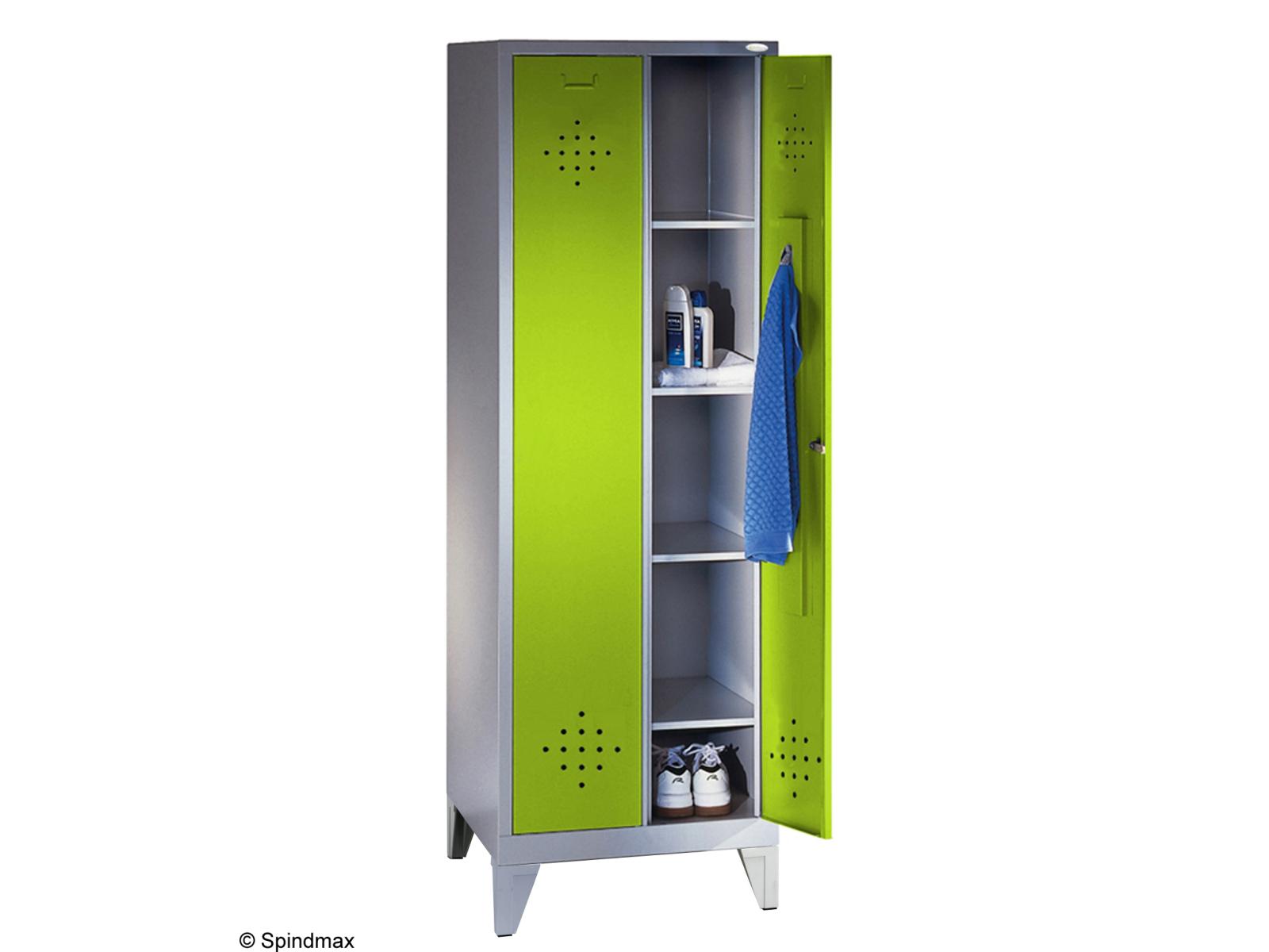 Spind Grüne Linie mit Füßen -Aufbewahrungsschrank -2 Abteile 300mm Abteilbreite