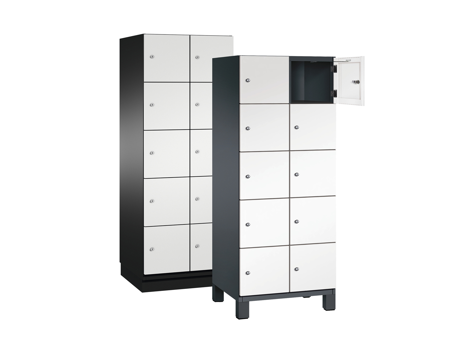 Schließfachschrank Cambio - 10 Fächer / 2 Abteile 300mm Abteilbreite