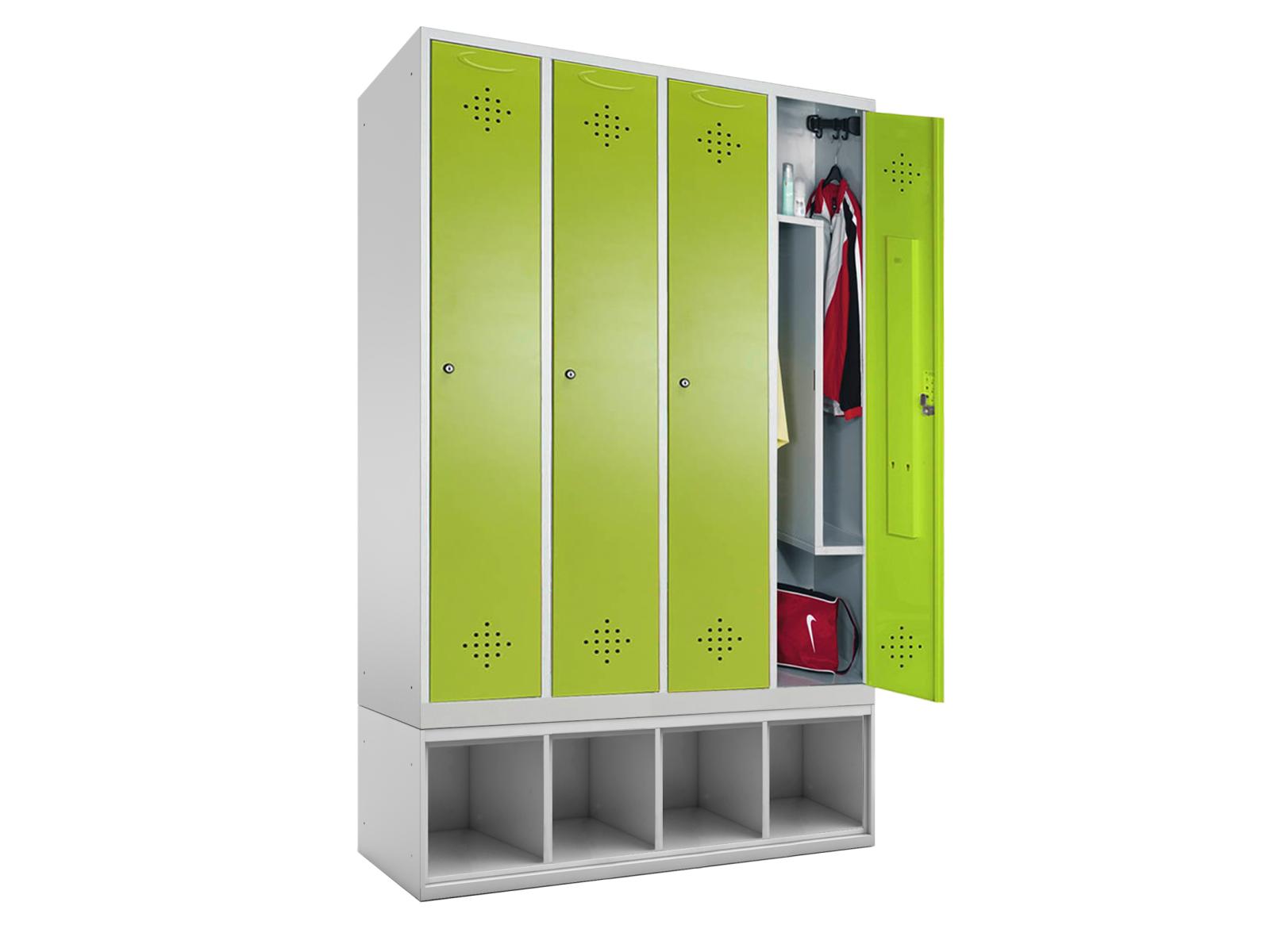 Spind Grüne Linie - mit Schuhbox und Z-Inneneinteilung -4 Abteile 300mm Abteilbreite