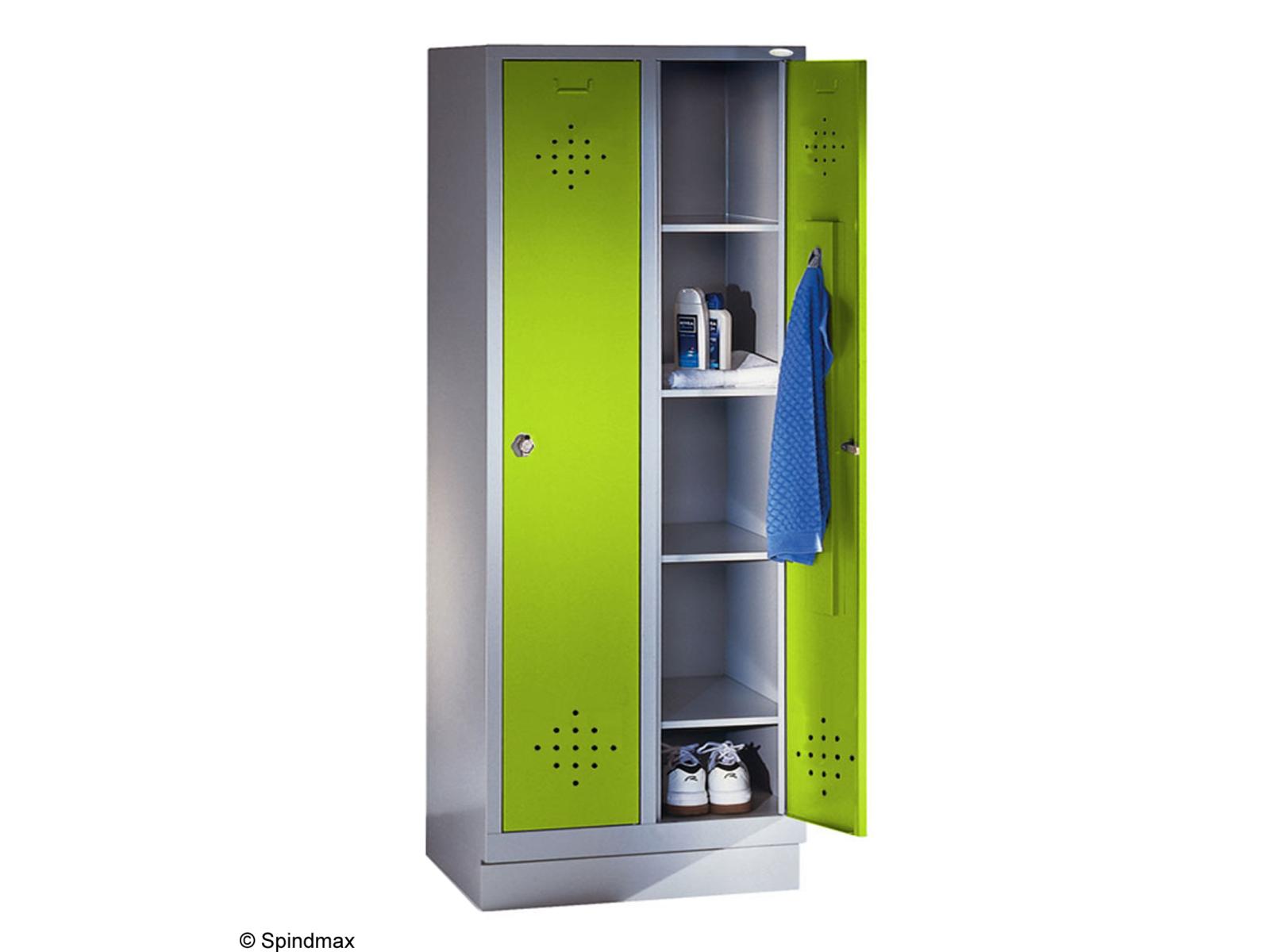 Spind Grüne Linie -Aufbewahrungsschrank mit Sockel -2 Abteile 400mm Abteilbreite
