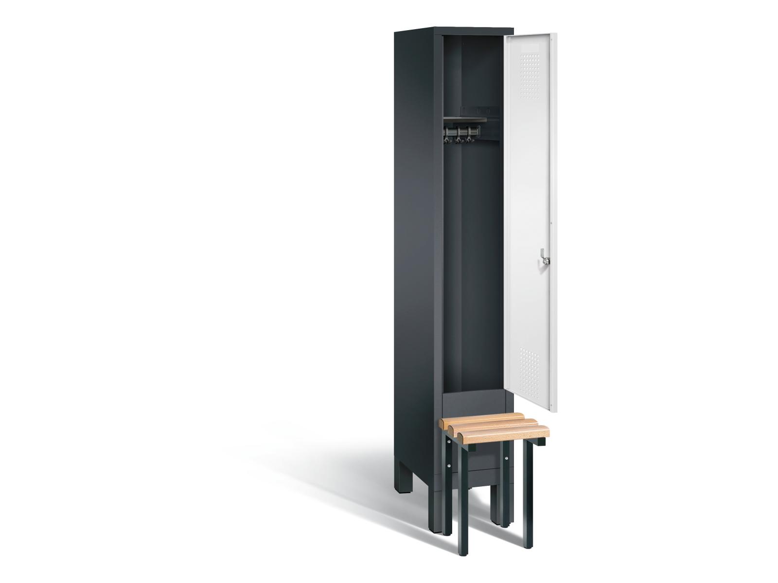 Spind S3000 Evolo mit vorgebauter Sitzbank - 1 Abteil 300mm Abteilbreite