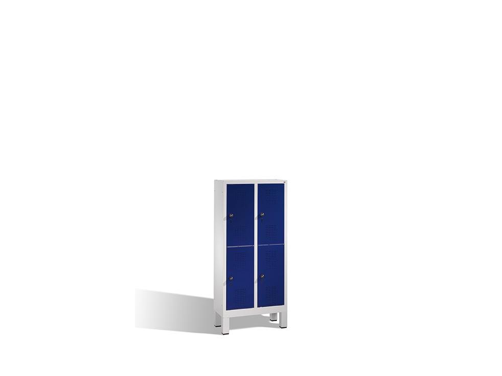 Spind Ben - Garderobenschrank für Kindergärten unterteilt mit Füßen - 2 Abteile / 4 Fächer