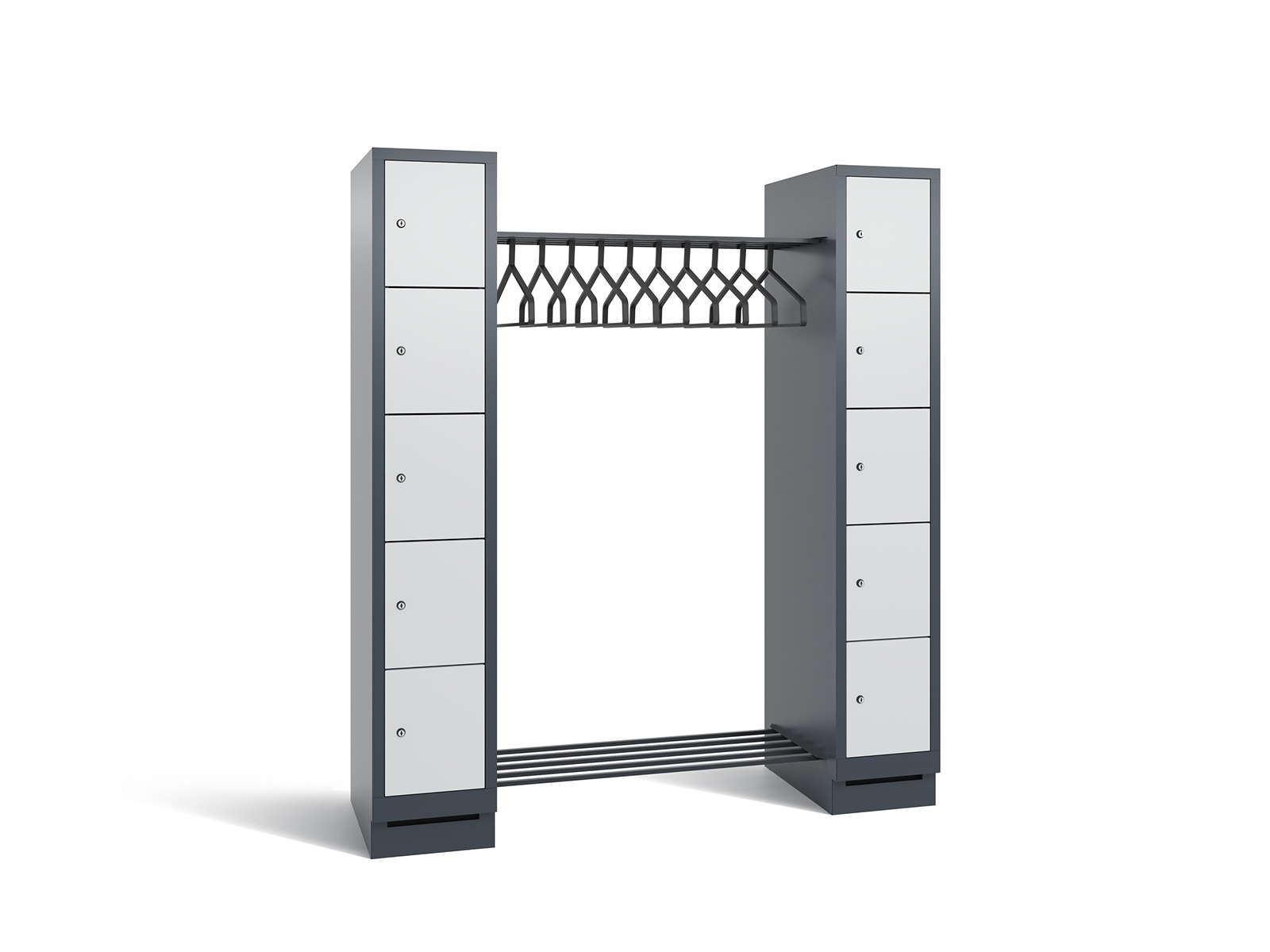 Offene Garderobe S3000 Evolo - 2 Abteile 10 Fächer 300mm Abteilbreite