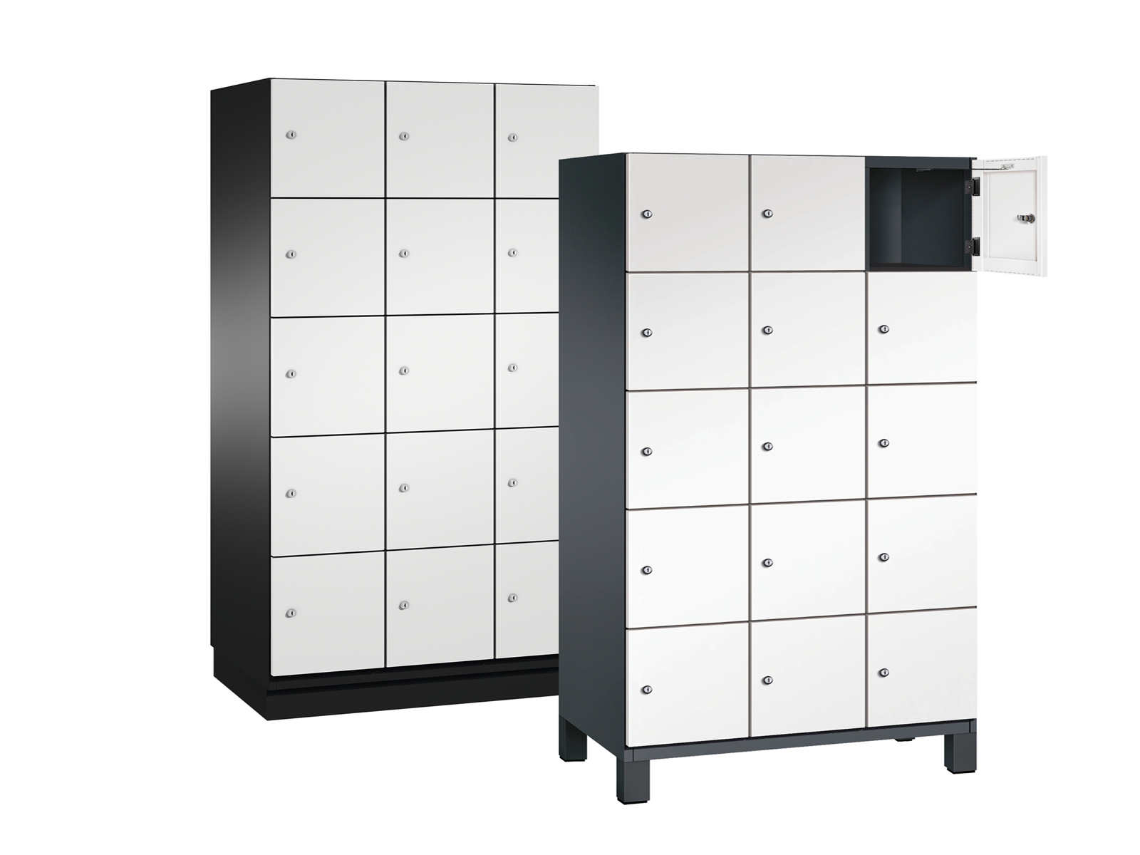 Schließfachschrank Cambio - 15 Fächer / 3 Abteile 400mm Abteilbreite