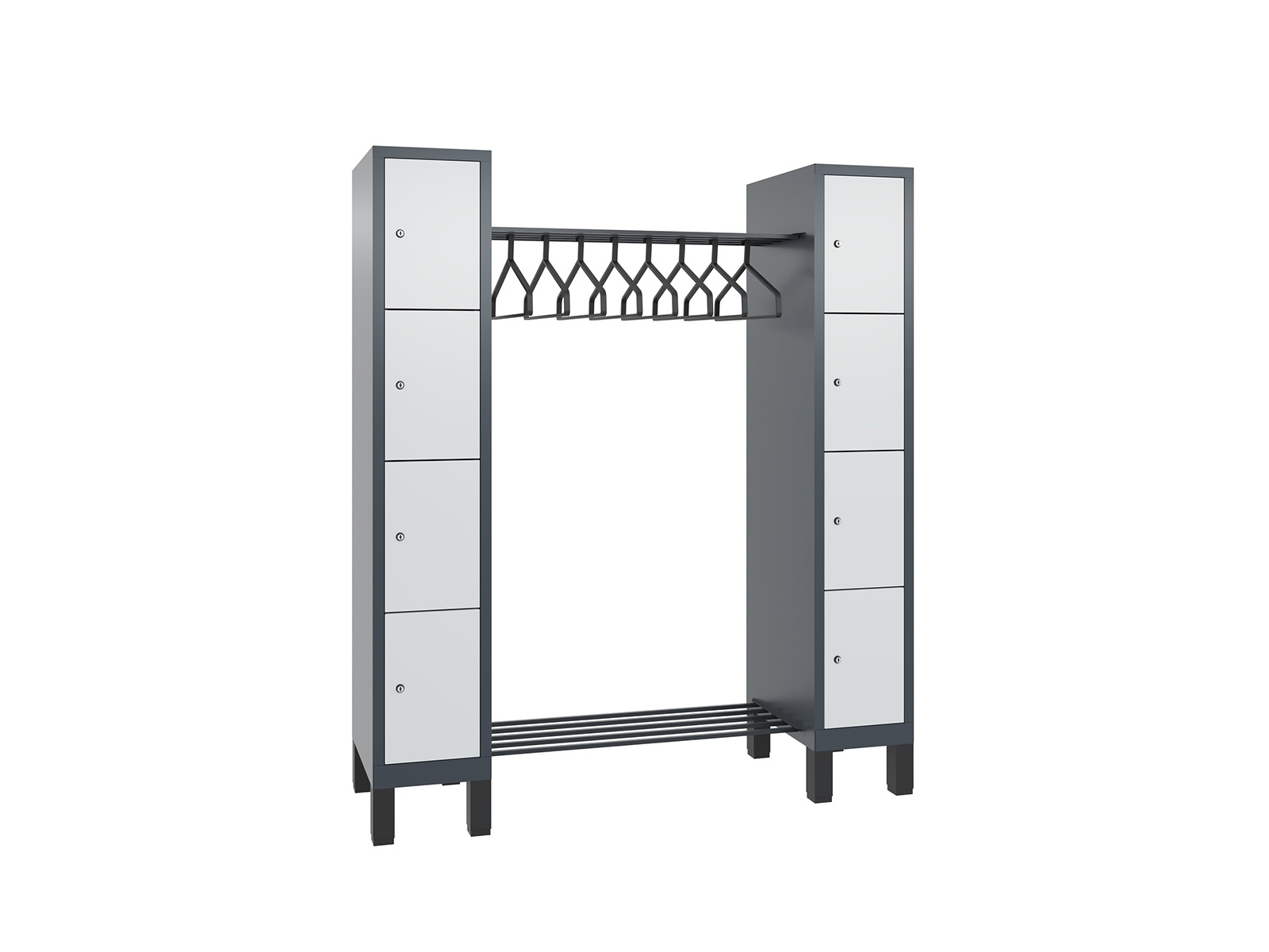 Offene Garderobe F3000 Evolo - 2 Abteile 8 Fächer 300mm Abteilbreite