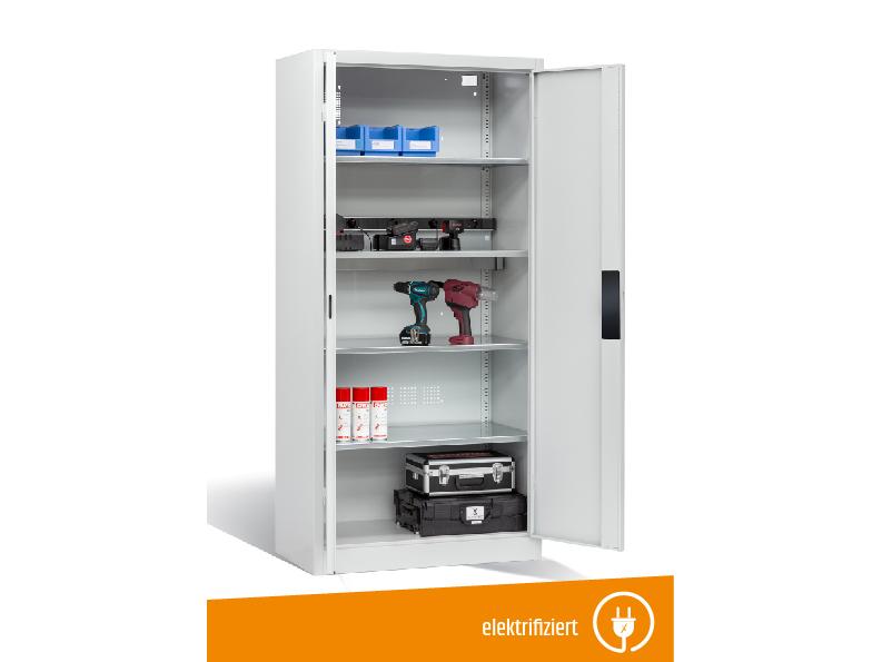 Flügeltürschrank mit Elektrifizierung mit 5 Steckdosen