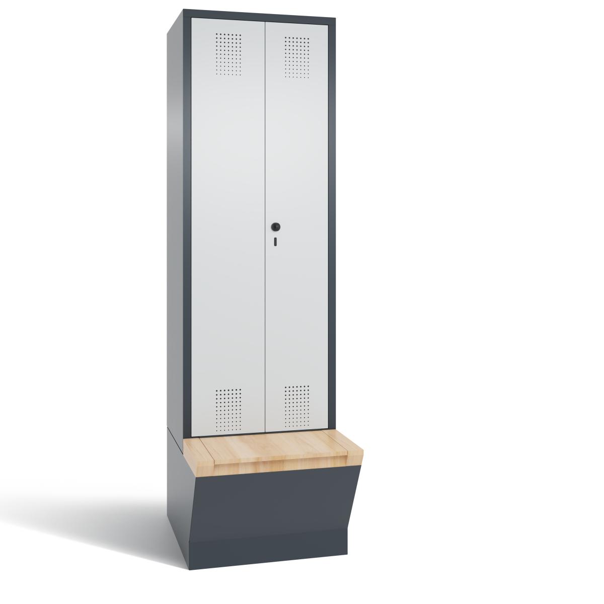 Spind nach Arbeitsstättenrichtlinien S3000 Evolo mit untergebauter Aufbewahrungsbox - für 1 Person 2x300mm Abteilbreite