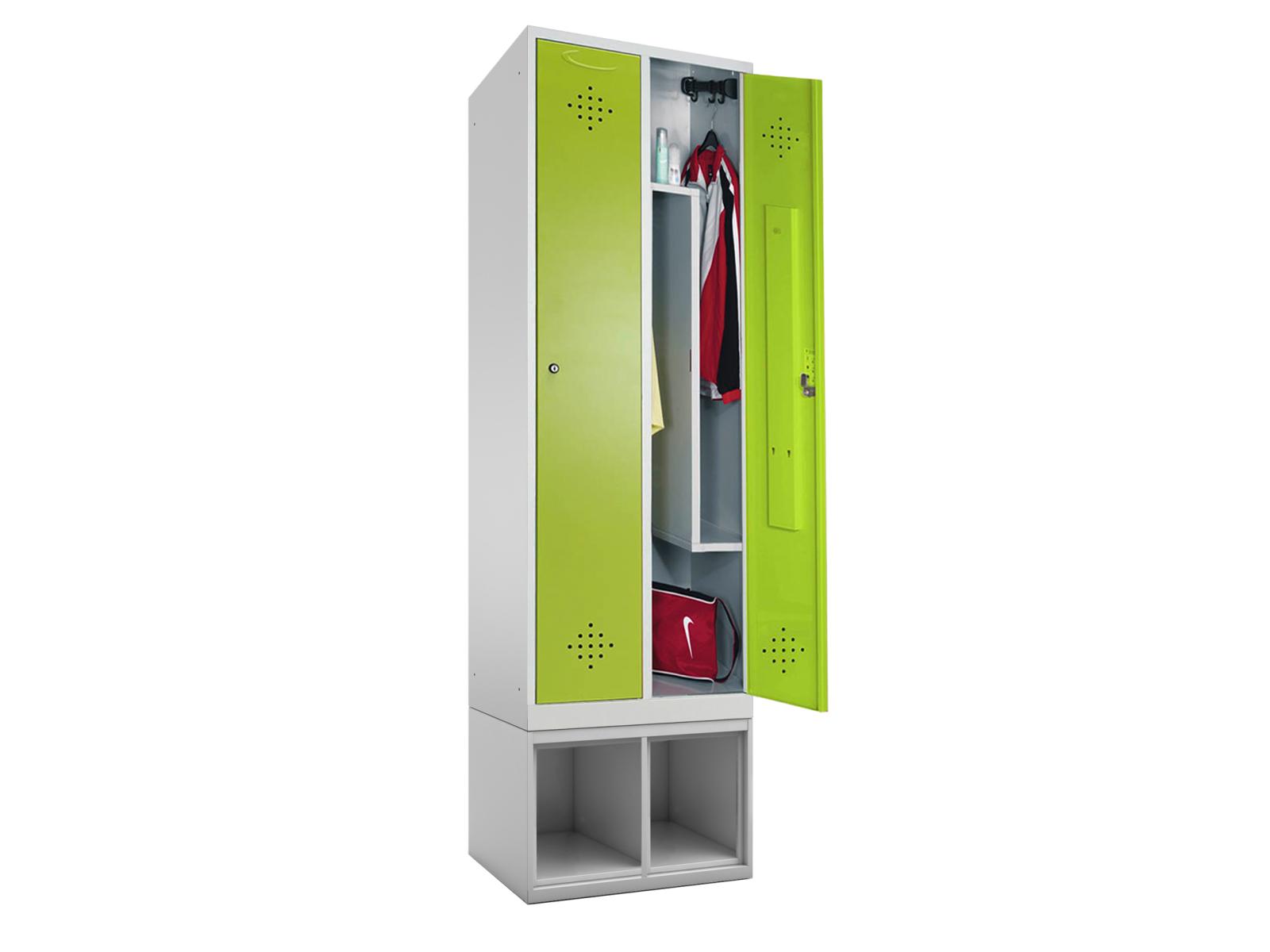 Spind Grüne Linie - mit Schuhbox und Z-Inneneinteilung -2 Abteile 300mm Abteilbreite