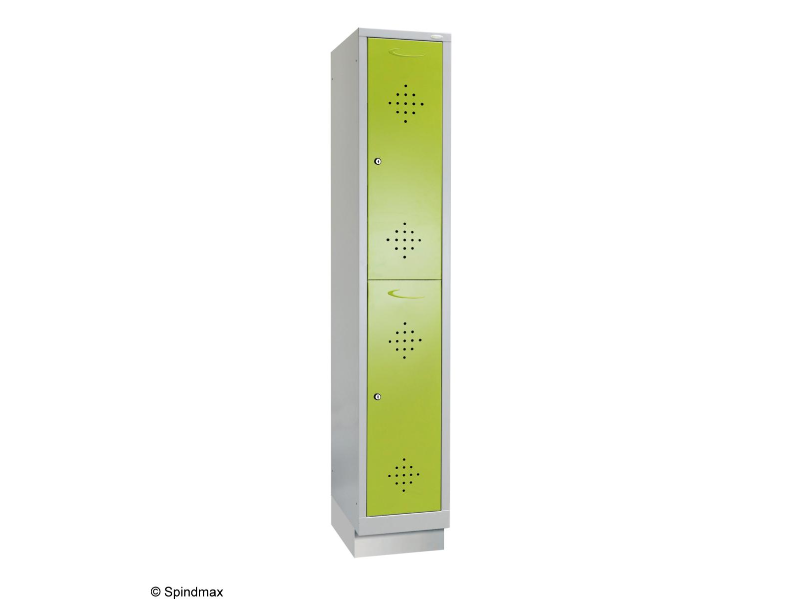 Spind doppelstöckig Grüne Linie mit Sockel - 1 Abteil 300mm Abteilbreite