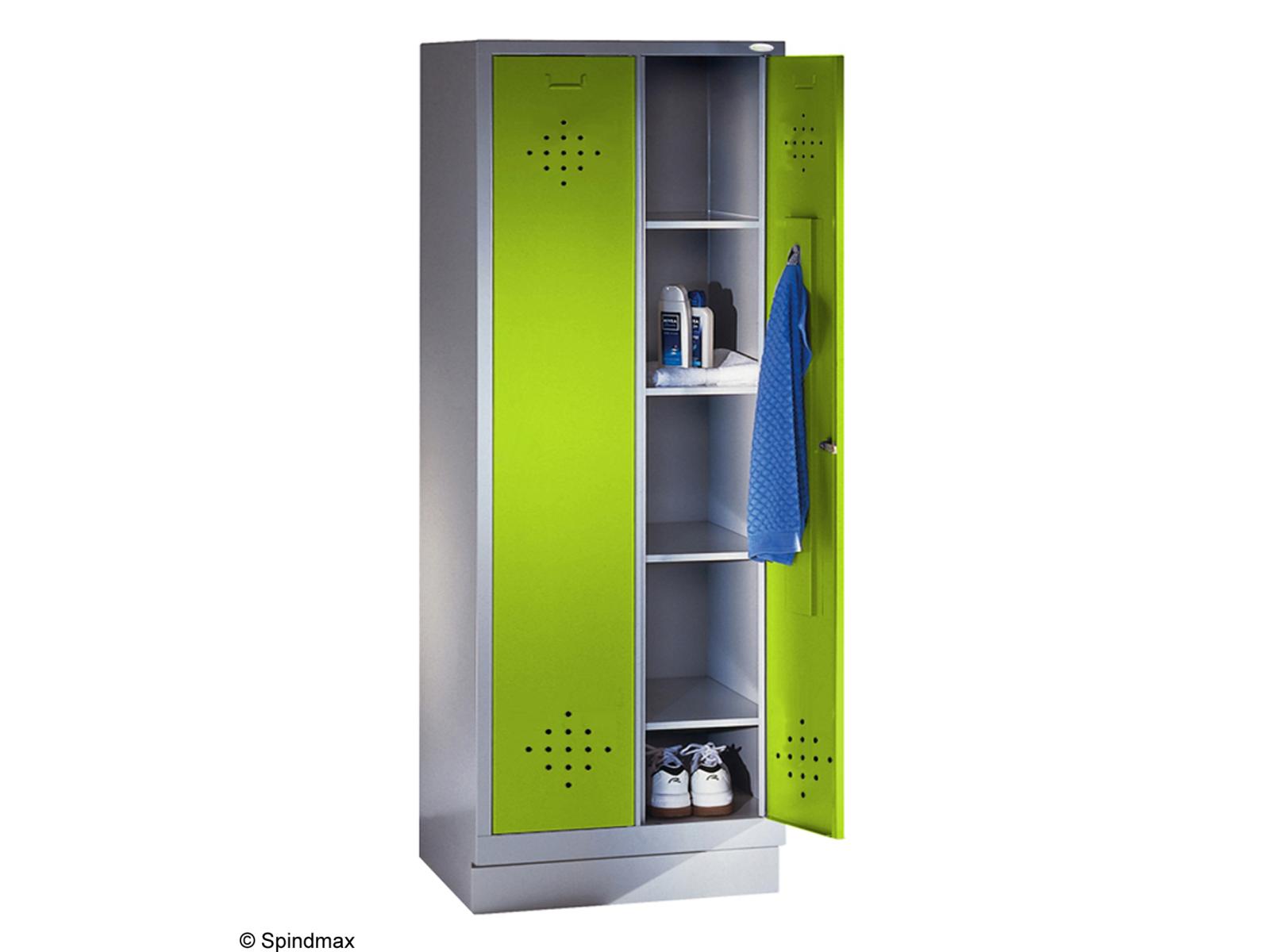 Spind Grüne Linie -Aufbewahrungsschrank mit Sockel -2 Abteile 400mm Abteilbreite