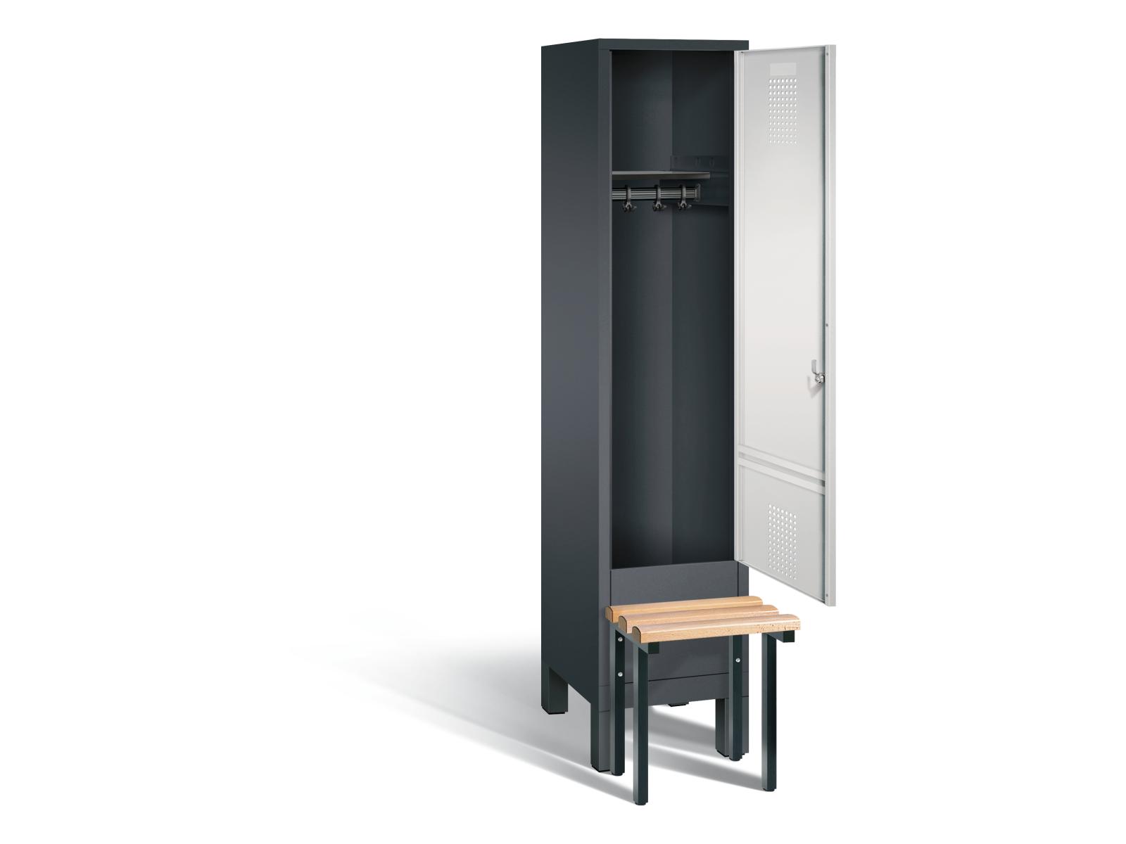 Spind S3000 Evolo mit vorgebauter Sitzbank - 1 Abteil 400mm Abteilbreite