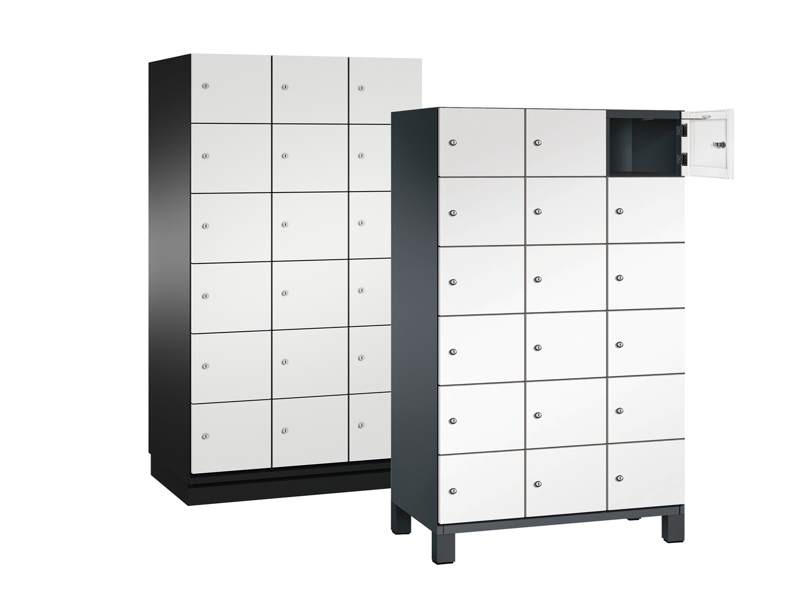 Schließfachschrank Cambio - 18 Fächer / 3 Abteile 300mm Abteilbreite