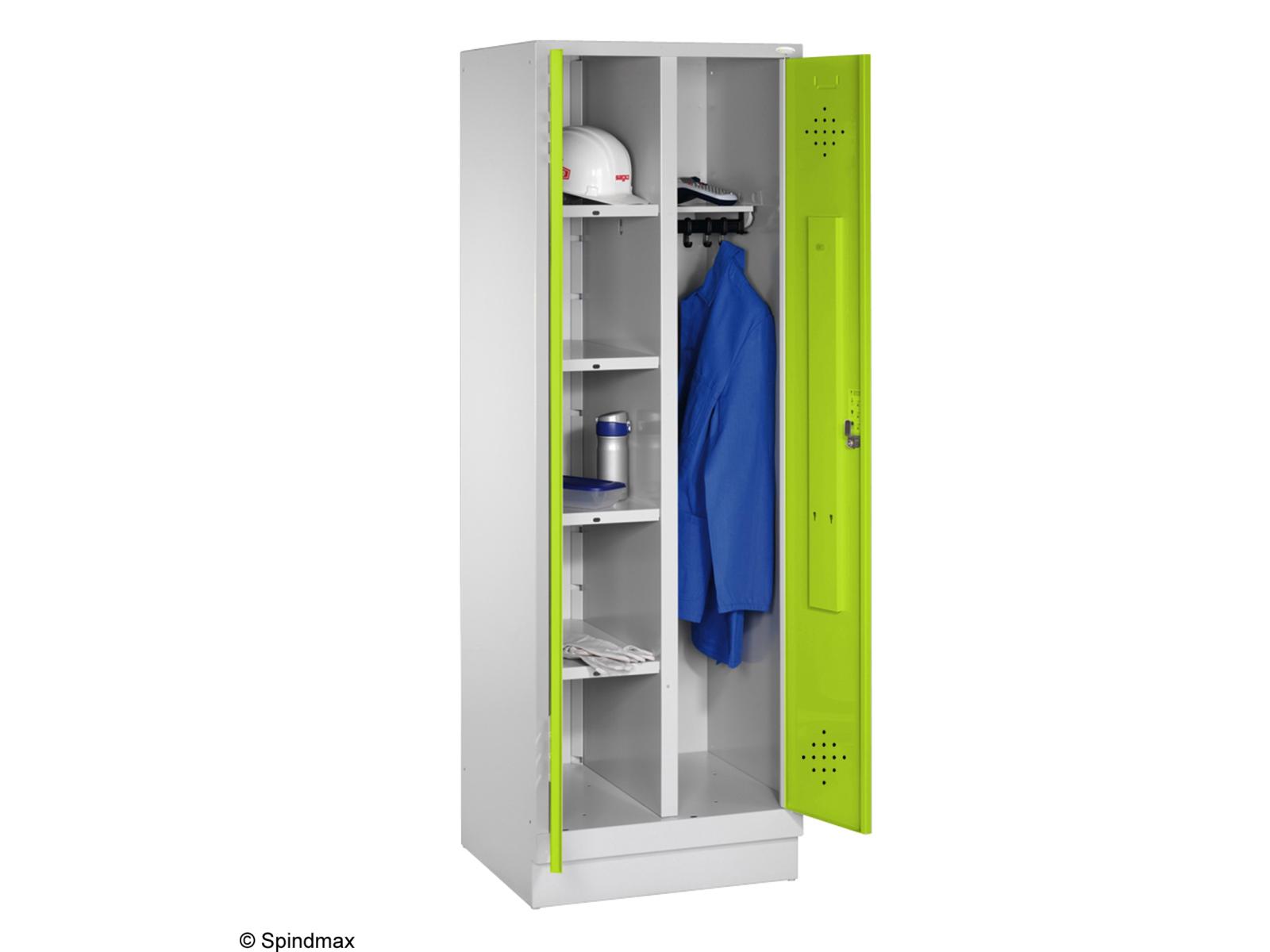 Spind Grüne Linie -Wäsche-Garderobenschrank mit Sockel -2 Abteile 400mm Abteilbreite