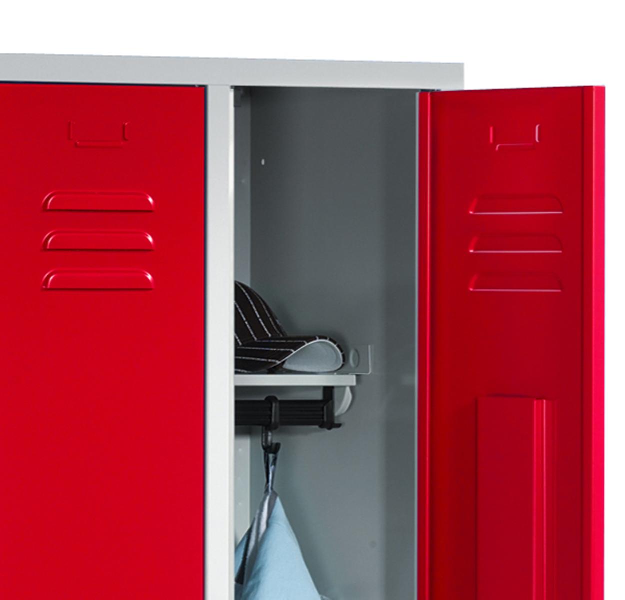 Spind nach Arbeitsstättenrichtlinien S2000 Classic mit vorgebauter Sitzbank- für 1 Person 2x400mm Abteilbreite