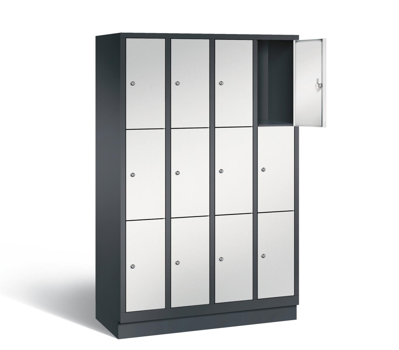 Schließfachschrank S3000 Evolo drei Fächer übereinander - 4 Abteile 300mm Abteilbreite