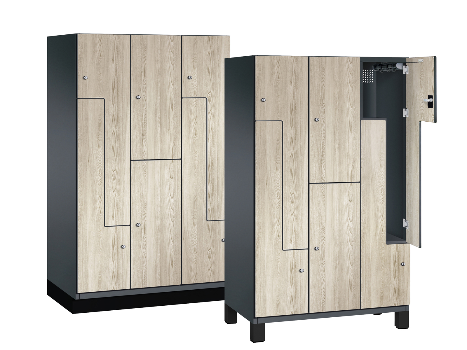 Z-Kombinationsschrank Serie Cambio - 3 Abteil / 6 Fächer 300mm Abteilbreite