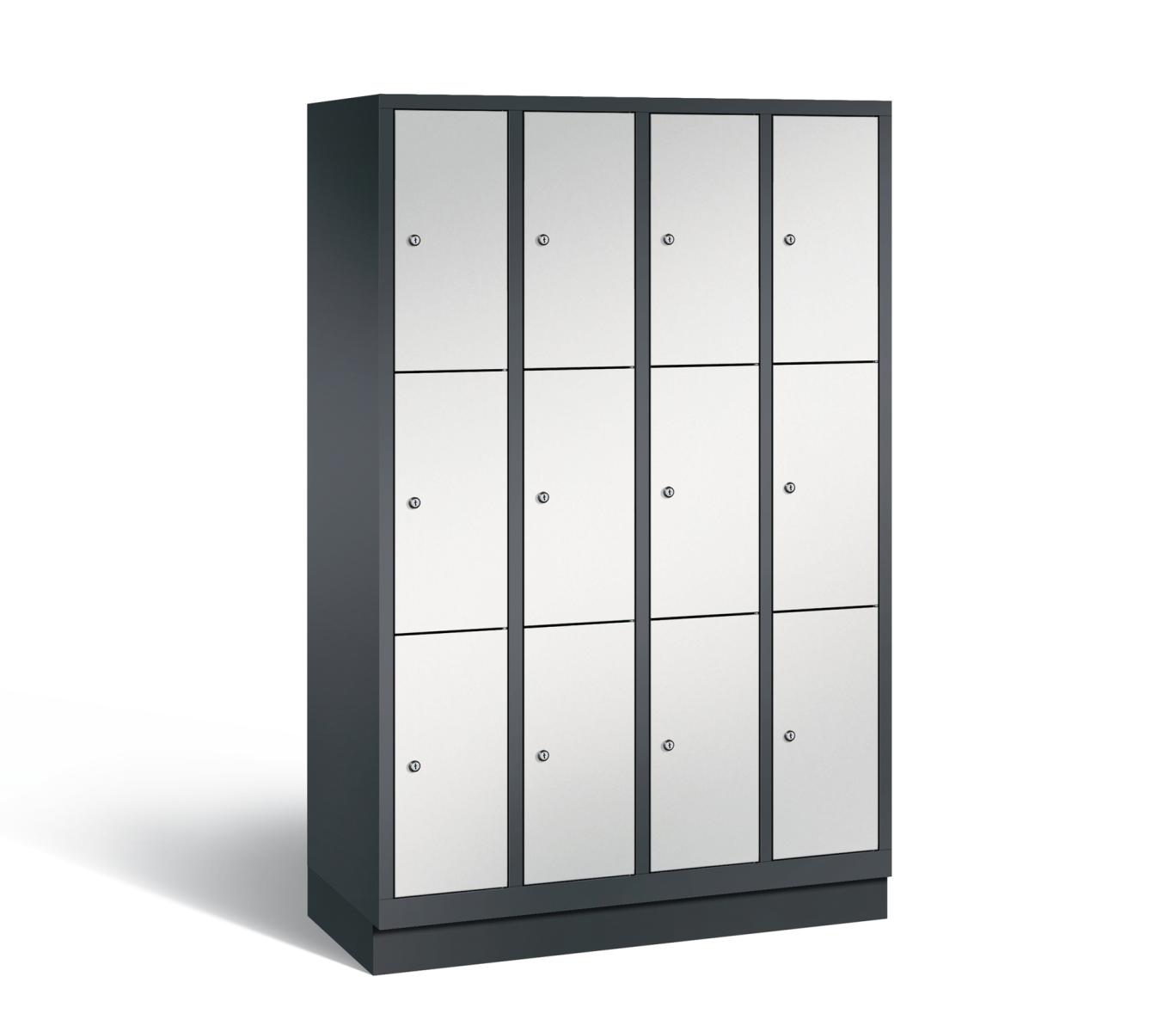 Schließfachschrank S3000 Evolo drei Fächer übereinander - 4 Abteile 300mm Abteilbreite