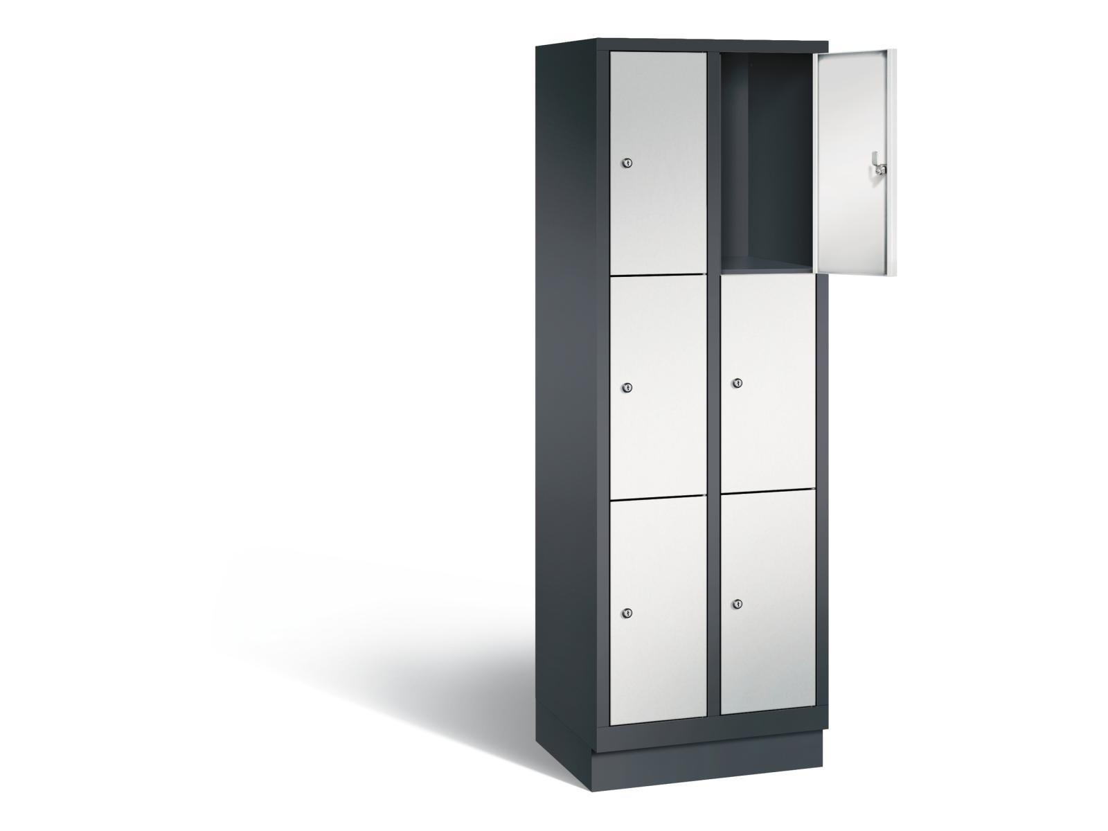 Schließfachschrank S3000 Evolo drei Fächer übereinander - 2 Abteile 300mm Abteilbreite