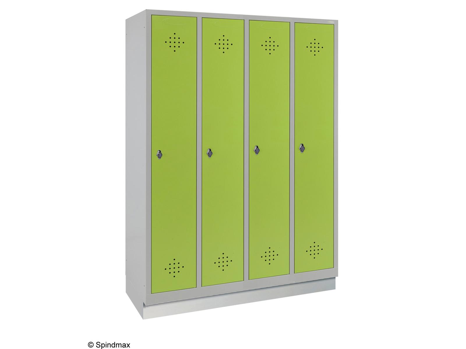 Spind Grüne Linie mit Sockel - 4 Abteile 300mm Abteilbreite