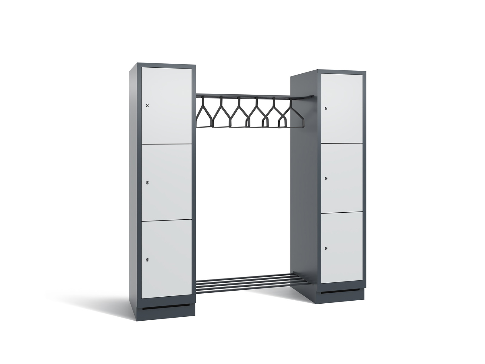 Offene Garderobe S3000 Evolo - 2 Abteile 6 Fächer 400mm Abteilbreite