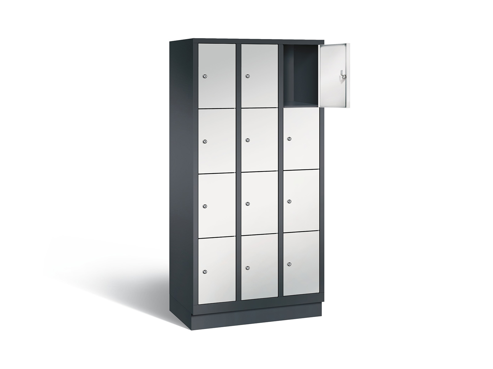 Schließfachschrank S3000 Evolo vier Fächer übereinander - 3 Abteile 300mm Abteilbreite