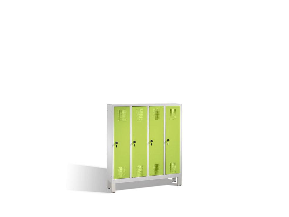 Spind Paul - Garderobenschrank für Kindergärten mit Füßen - 4 Abteile