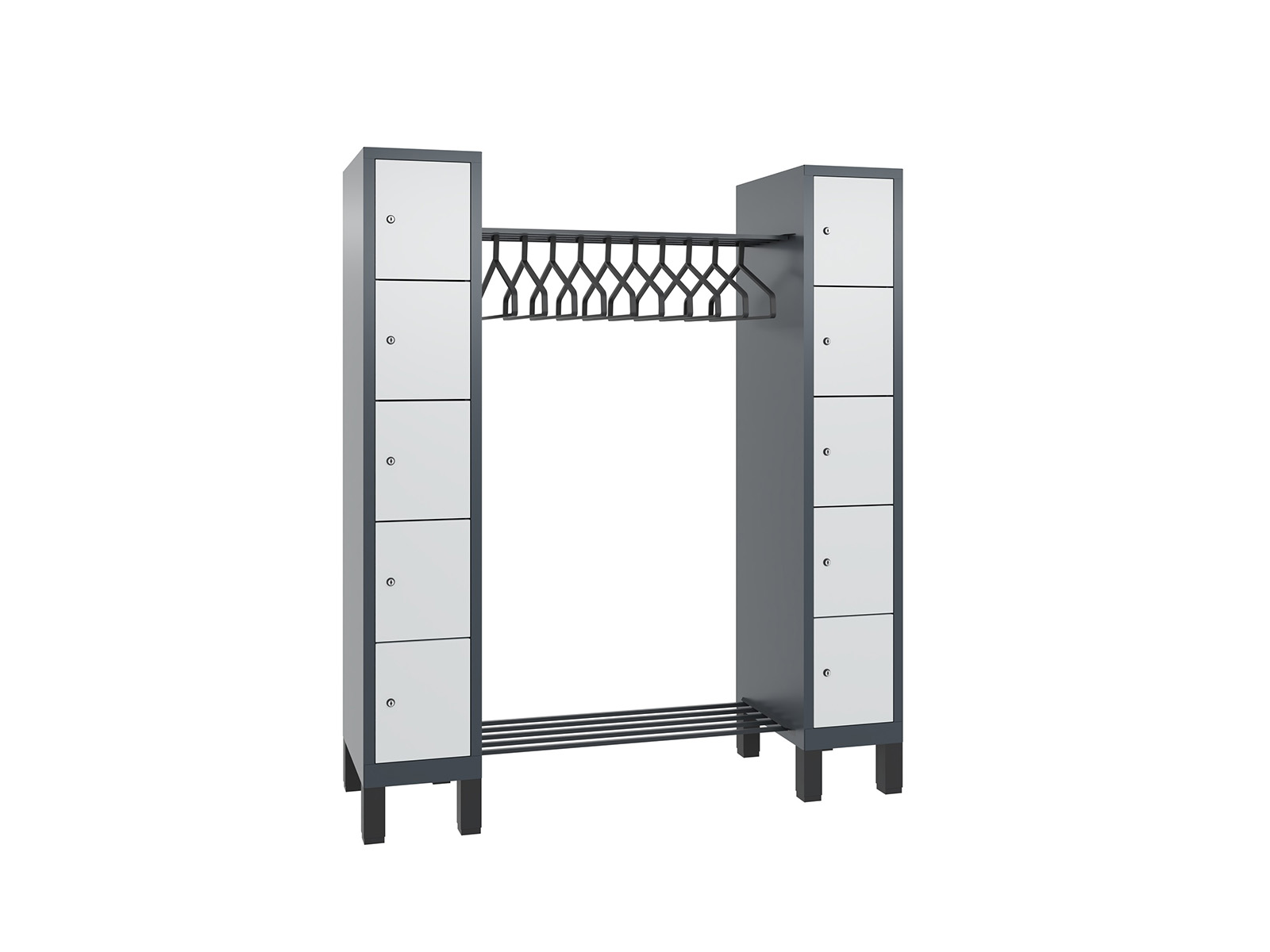 Offene Garderobe F3000 Evolo - 2 Abteile 10 Fächer 300mm Abteilbreite