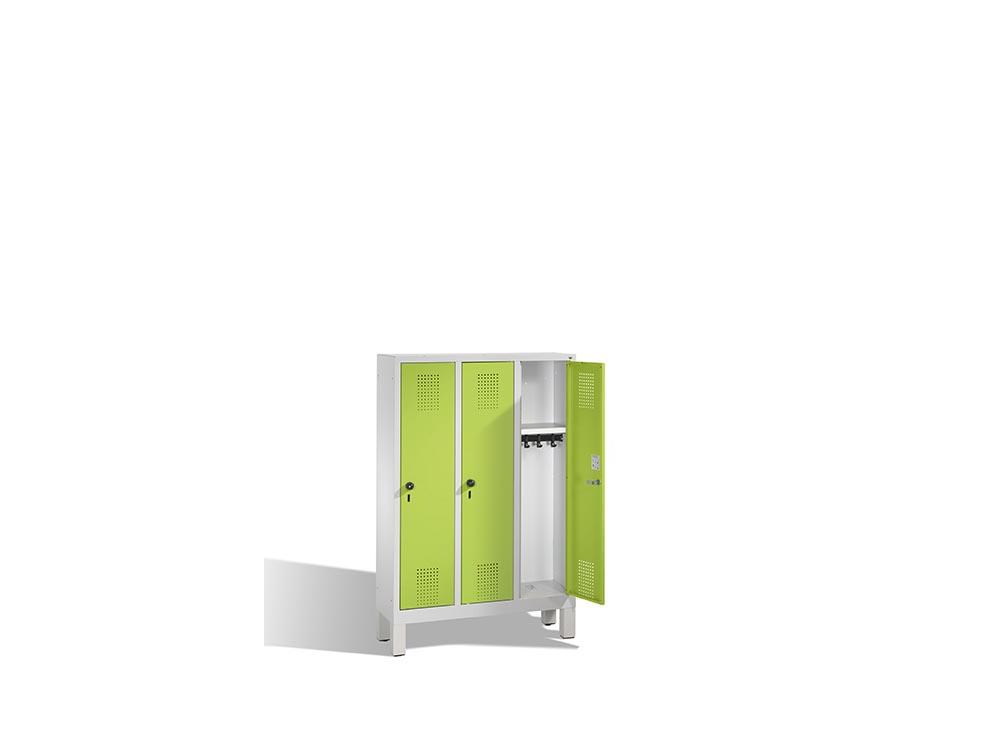 Spind Paul - Garderobenschrank für Kindergärten mit Füßen - 3 Abteile