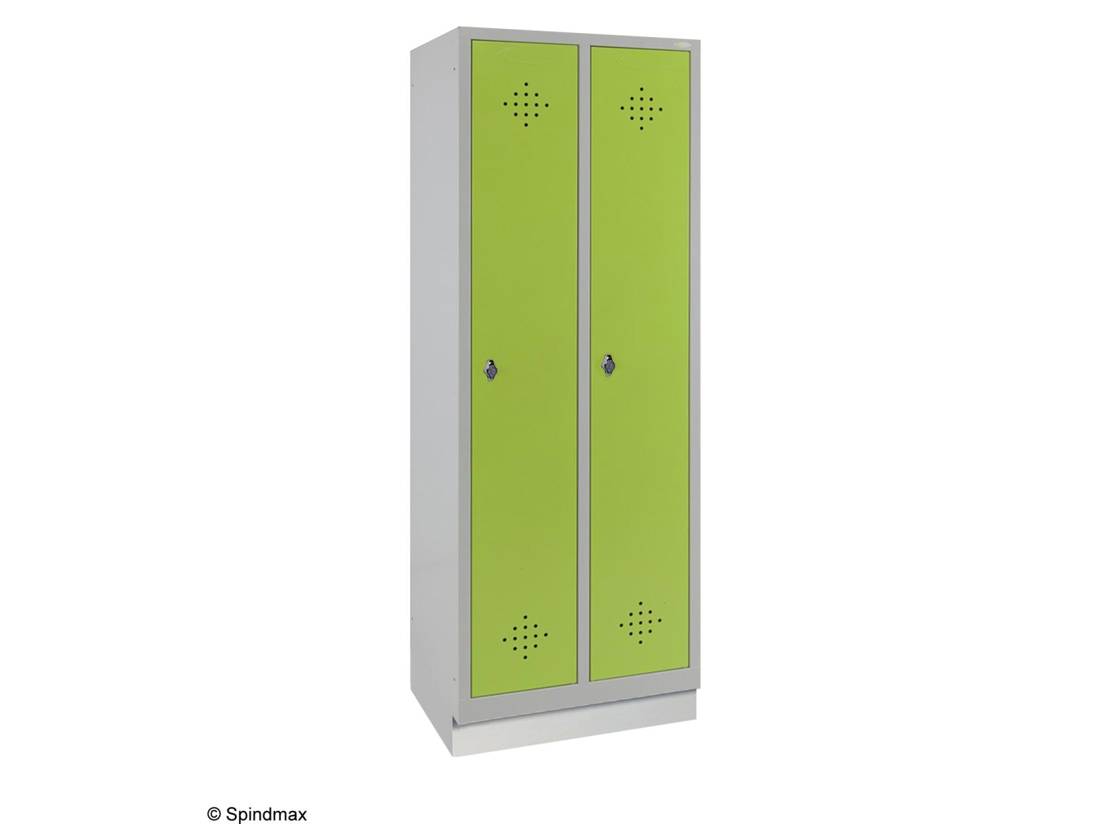 Spind Grüne Linie mit Sockel - 2 Abteilen 400mm Abteilbreite