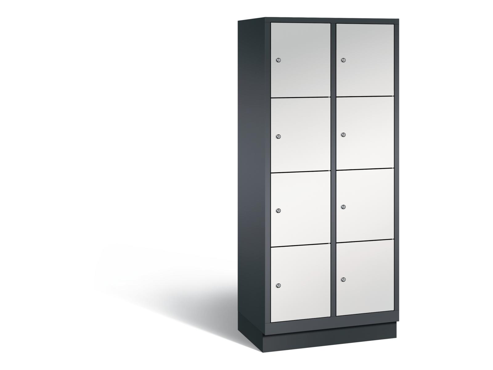 Schließfachschrank S3000 Evolo vier Fächer übereinander - 2 Abteile 400mm Abteilbreite