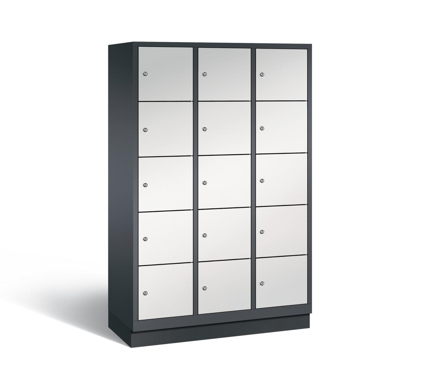 Schließfachschrank S3000 Evolo fünf Fächer übereinander - 3 Abteile 400mm Abteilbreite