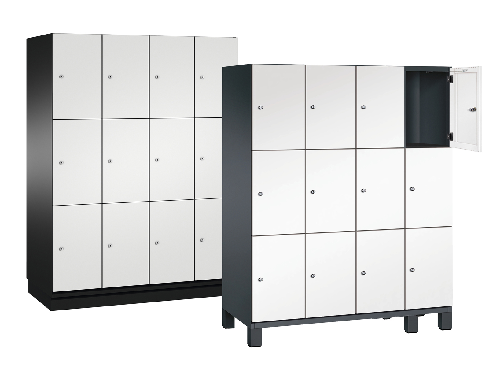 Schließfachschrank Cambio - 12 Fächer / 4 Abteile 300mm Abteilbreite