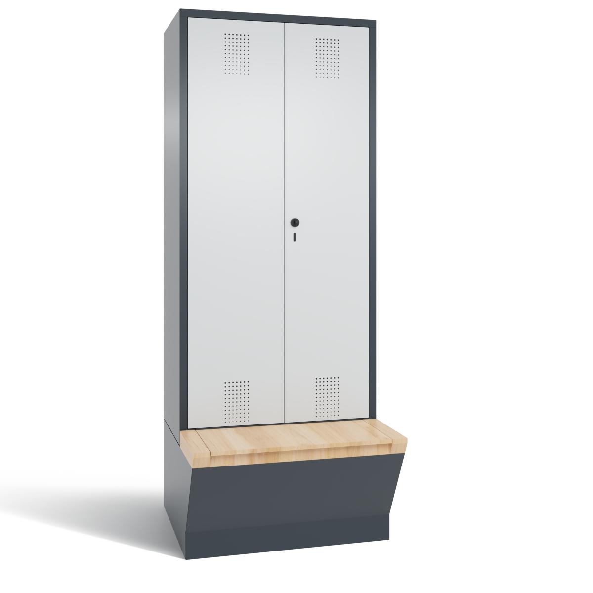 Spind nach Arbeitsstättenrichtlinien S3000 Evolo mit untergebauter Aufbewahrungsbox - für 1 Person 2x400mm Abteilbreite