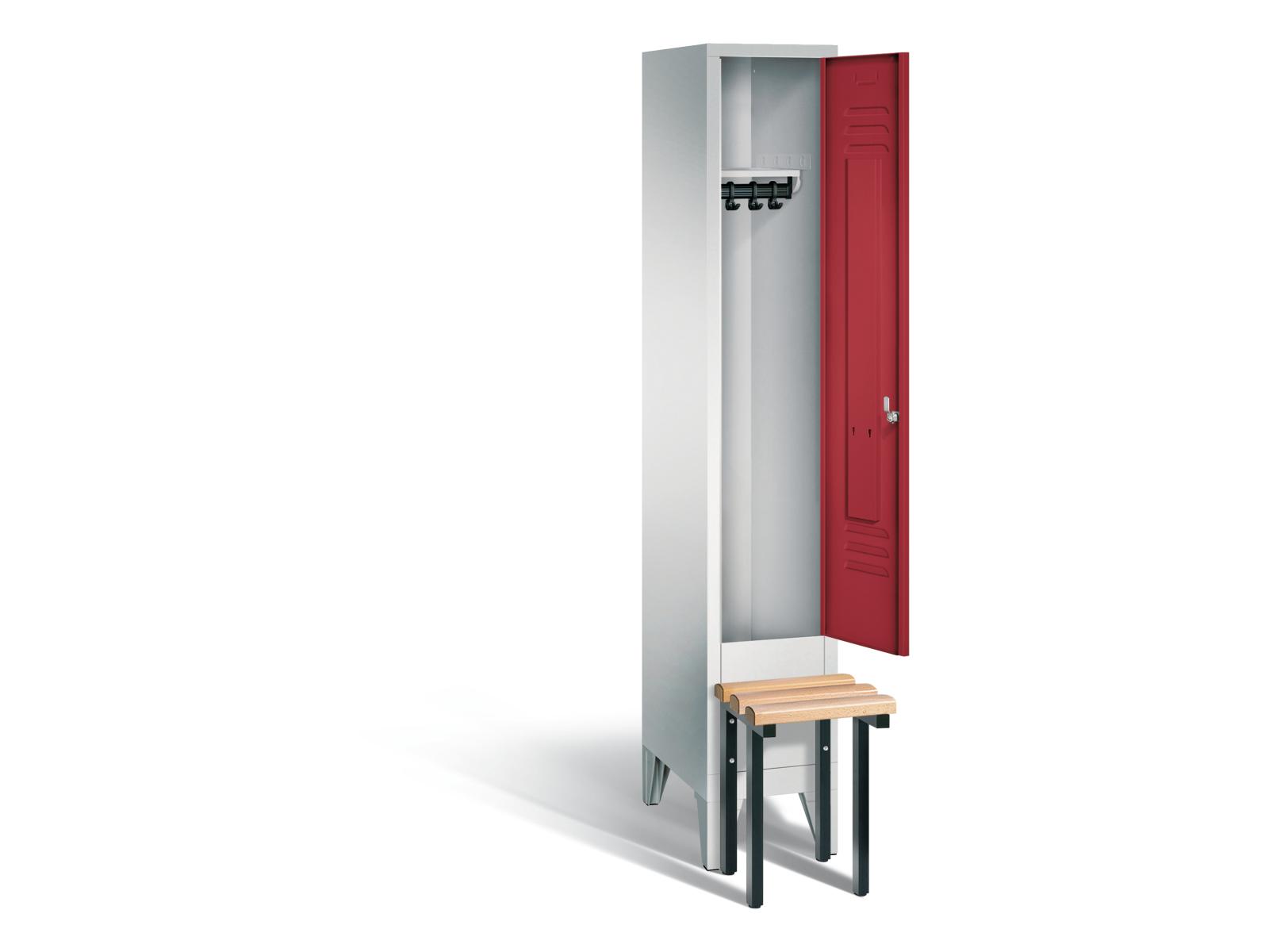 Spind S2000 Classic mit vorgebauter Sitzbank - 1 Abteil 300mm Abteilbreite