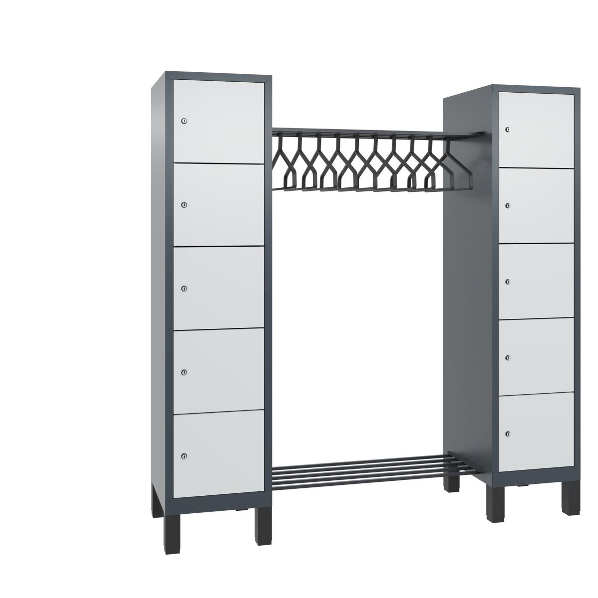 Offene Garderobe F3000 Evolo - 2 Abteile 10 Fächer 400mm Abteilbreite