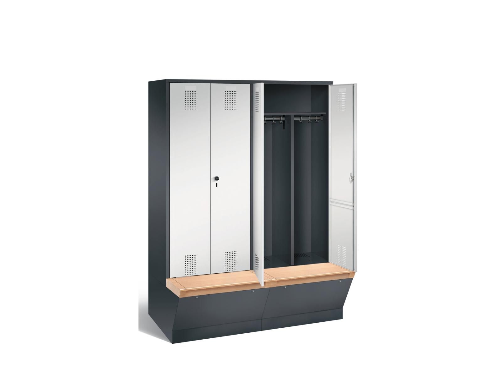 Spind nach Arbeitsstättenrichtlinien S3000 Evolo mit untergebauter Aufbewahrungsbox - für 2 Personen 4x400mm Abteilbreite