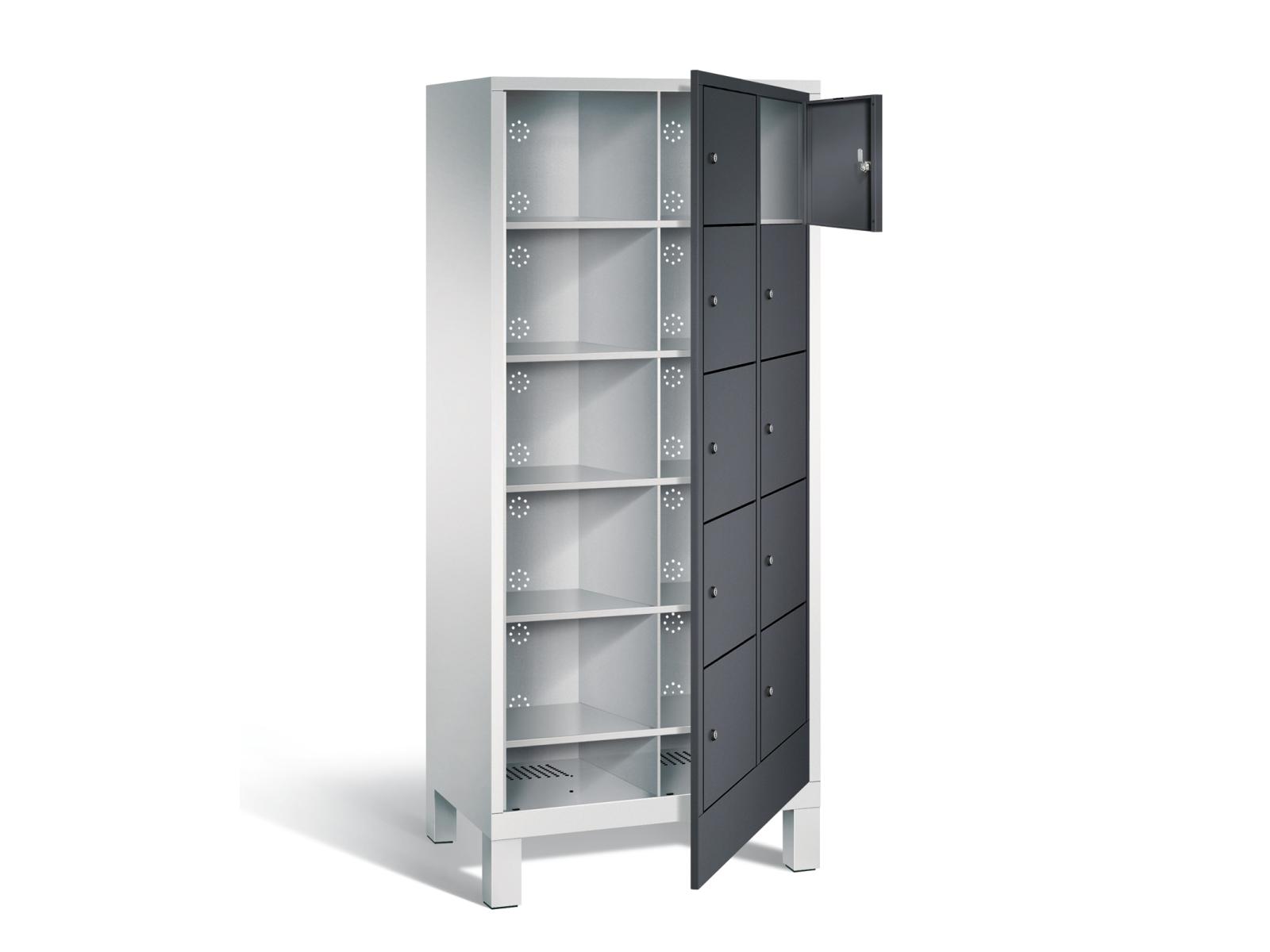 Wäschesausgabeschrank mit Füßen - 400mm Abteilbreite - 2 Abteil / 10 Fächer