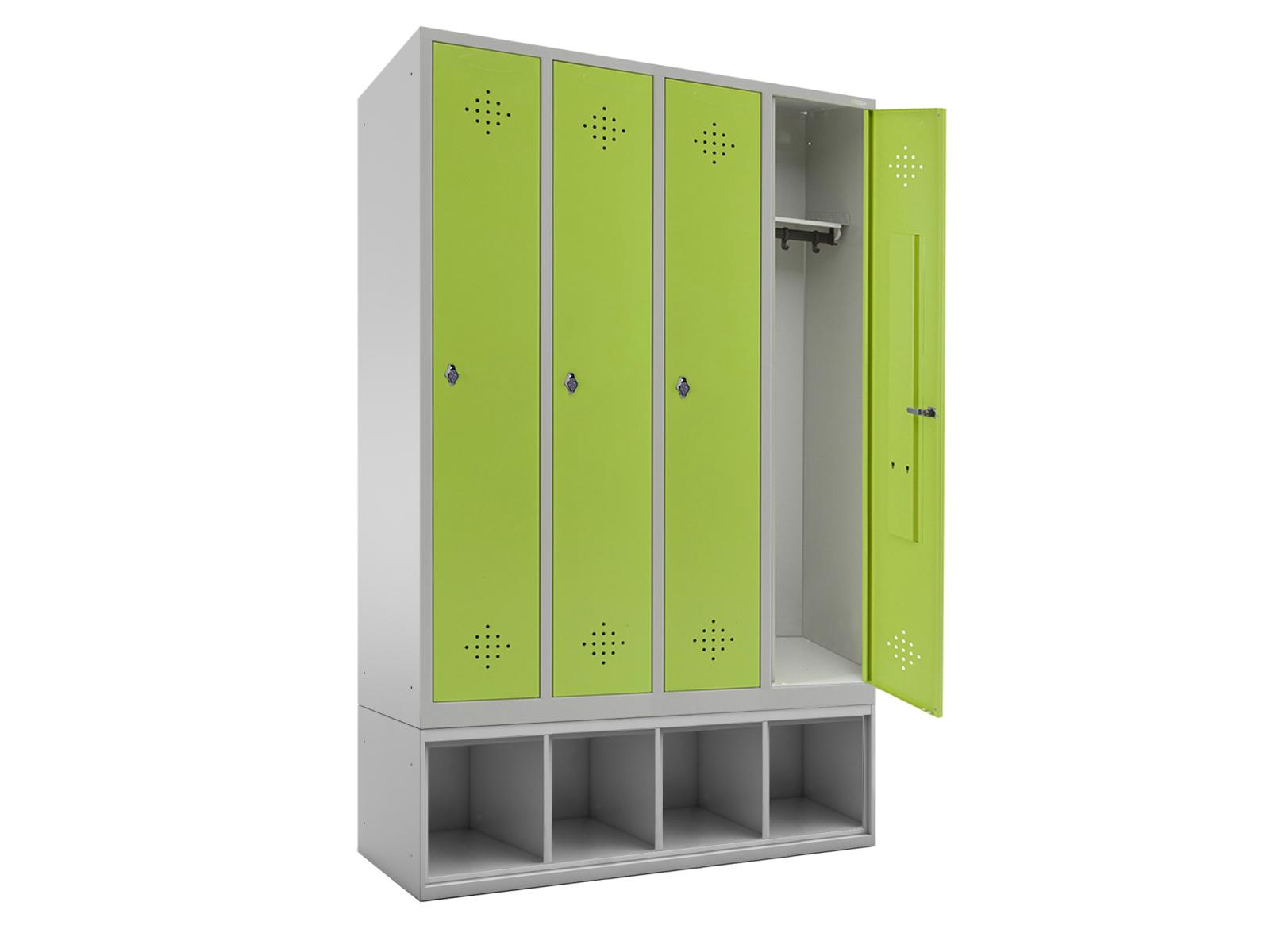 Spind Grüne Linie - mit Schuhbox -4 Abteile 300mm Abteilbreite