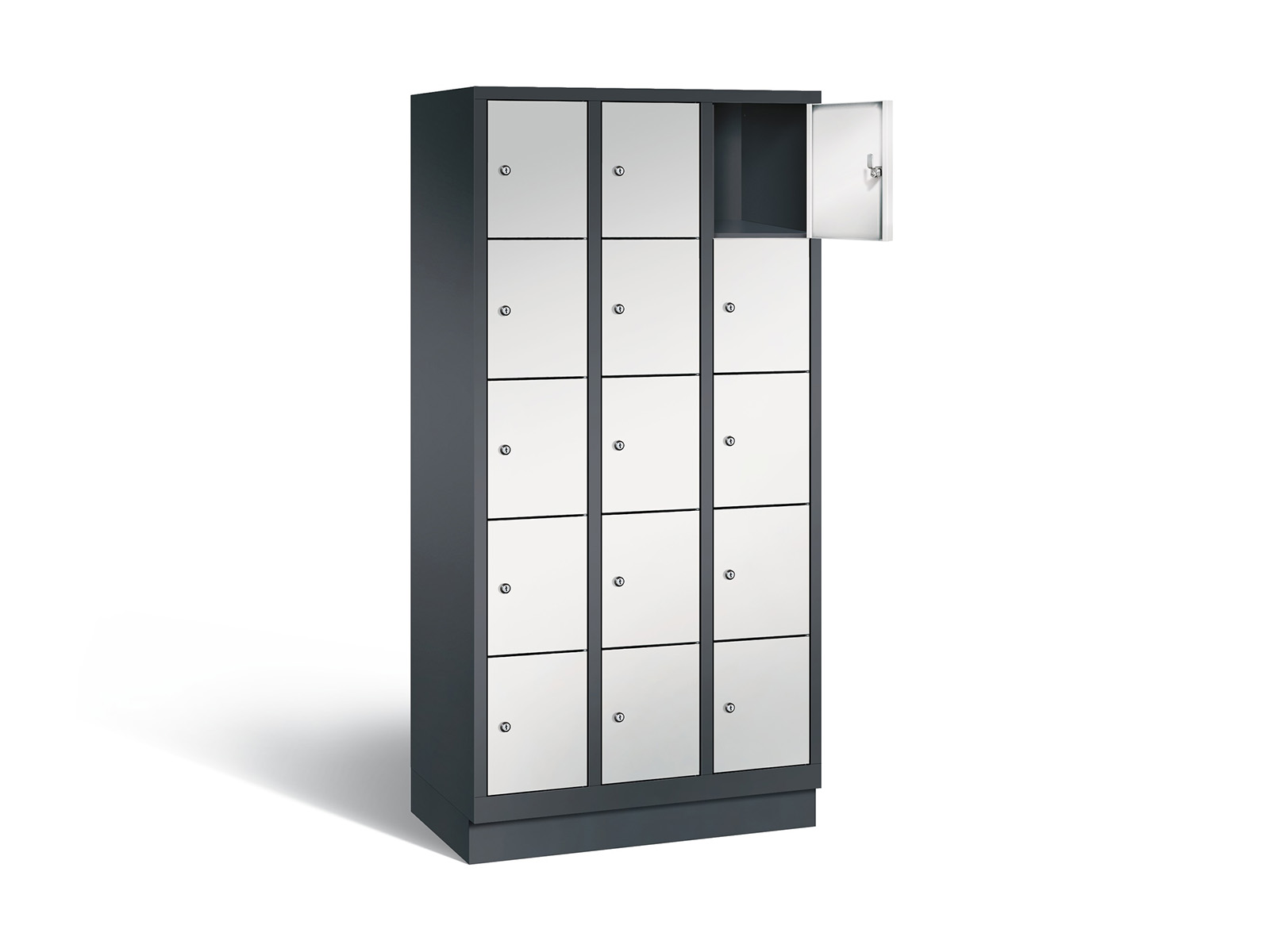 Schließfachschrank S3000 Evolo fünf Fächer übereinander - 3 Abteile 300mm Abteilbreite