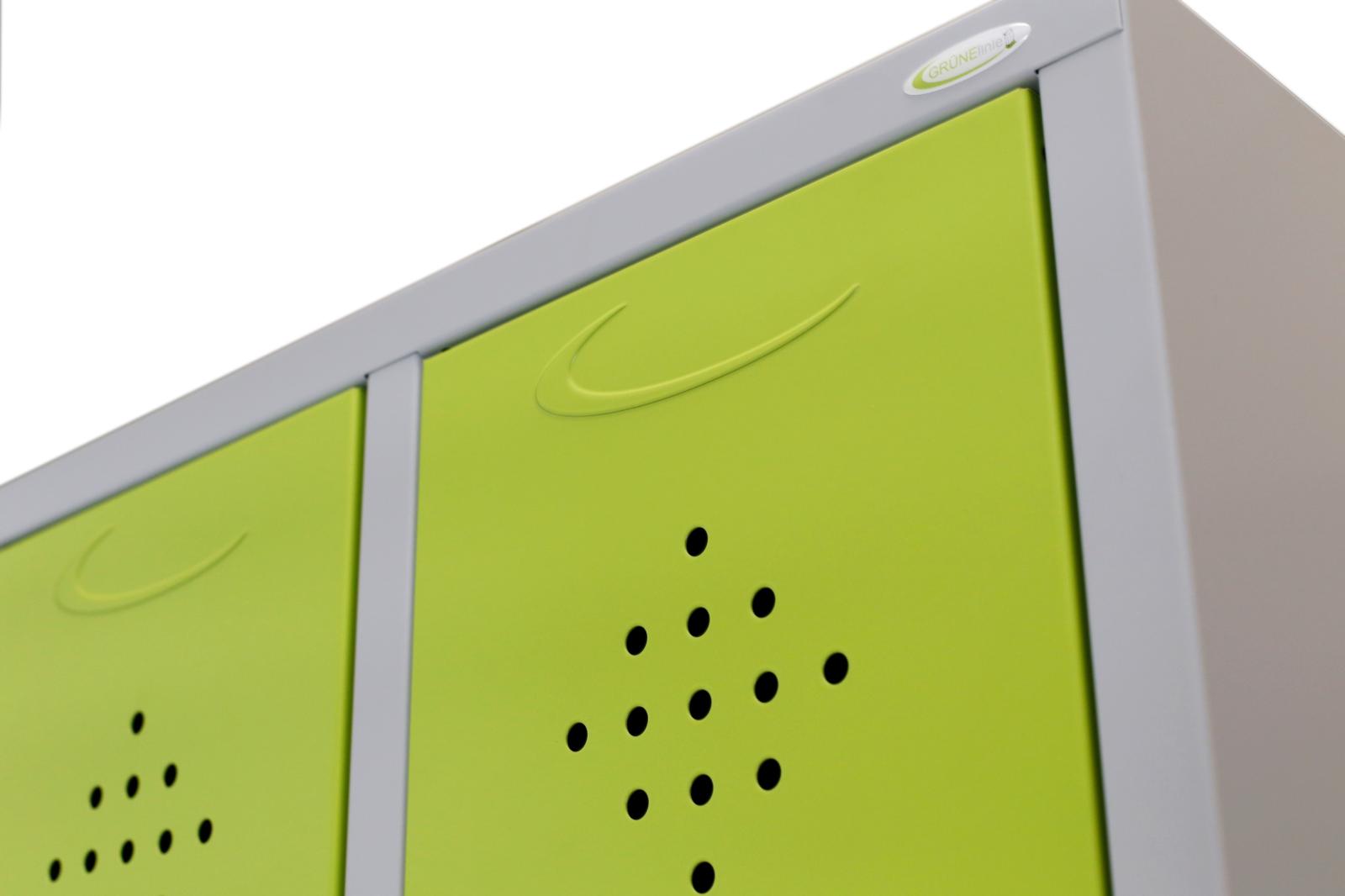 Spind Grüne Linie - mit Schuhbox -3 Abteile 300mm Abteilbreite